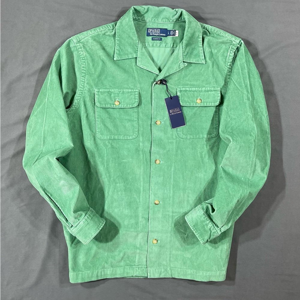 Polo Ralph Lauren Corduroy Pocket Button Shirt Green Large XL XXL